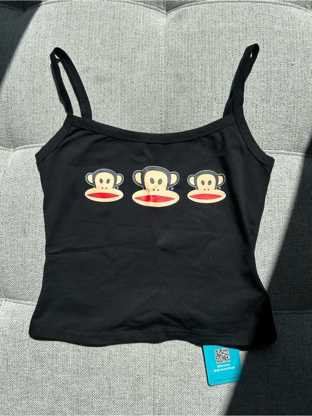 Paul Frank Black Spaghetti-Strap Tank with Triple Monkey Faces